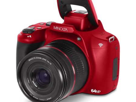 Minolta 64MP Auto Focus Digital Camera 10x Optical Zoom, 4K Ultra HD Video (Red) For Sale