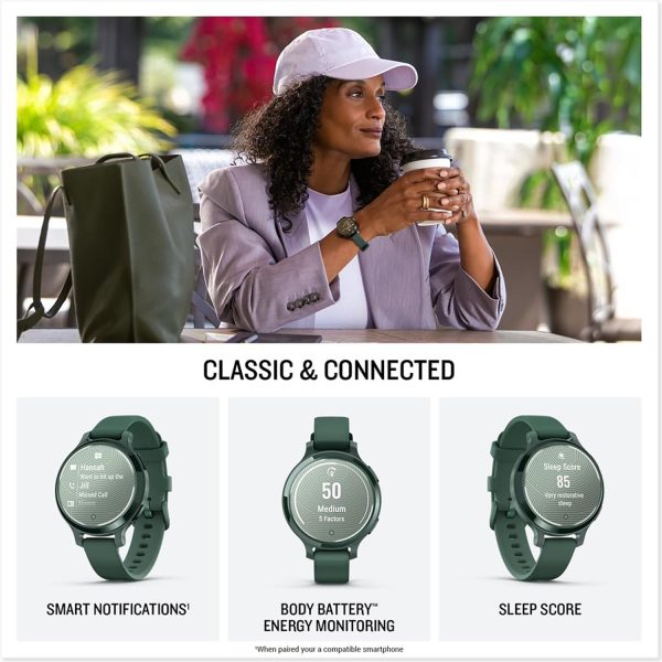 Garmin Lily 2 Active Smartwatch, Jasper Green with Jasper Green Silicone Band Online