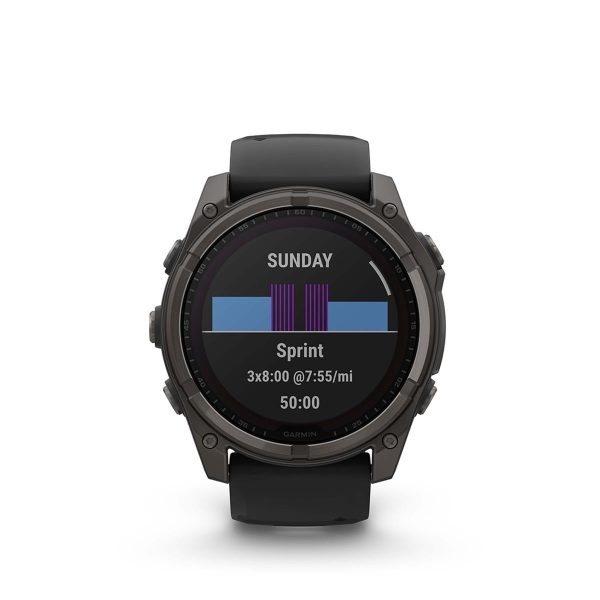 Garmin Fenix 8 51mm Solar Sapphire, Carbon Gray DLC Titanium w  Black Pebble Gray Band Hot on Sale