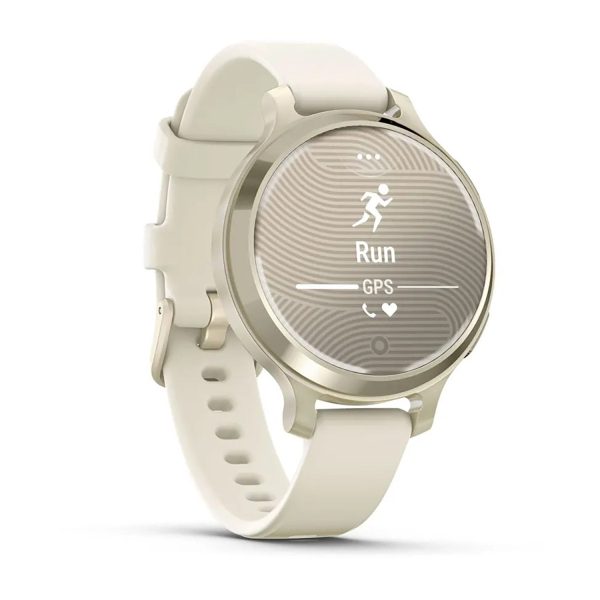 Garmin Lily 2 Active Smartwatch, Lunar Gold with Bone Silicone Band For Sale