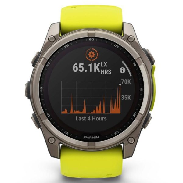 Garmin Fenix 8 47 mm, Solar Sapphire, Titanium with Amp Yellow Graphite Silicone Band Supply