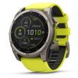 Garmin Fenix 8 47 mm, Solar Sapphire, Titanium with Amp Yellow Graphite Silicone Band Supply