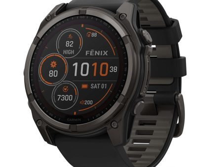 Garmin Fenix 8 51mm Solar Sapphire, Carbon Gray DLC Titanium w  Black Pebble Gray Band Hot on Sale