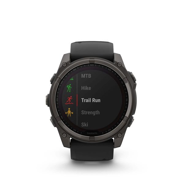 Garmin Fenix 8 47 mm, Solar Sapphire, Carbon Gray DLC Titanium with Black Pebble Gray Supply