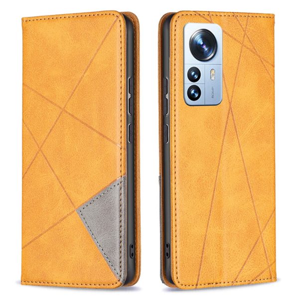 BF Imprinting Pattern Series-1 for Xiaomi 12 Pro 5G 12S Pro 5G 12 Pro (Dimensity) 5G Magnetic Absorption Stand Folio Cover Rhombus-like Imprinted PU Leather Inner TPU Shockproof Defender Phone Case with Card Holders Sale