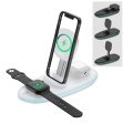 V9 3 in 1 Magnetic Foldable Wireless Charger Charging Dock Station with LED Light for iPhone 12 Pro Max Samsung Supply