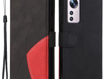 For Xiaomi 12 12X 12S 5G KT Leather Series-1 Dual-color Splicing Case, Full Body Coverage PU Leather Wallet Stand Cover with Strap Supply