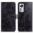 Crazy Horse Texture Retro Style PU Leather Anti-fall Phone Case Stand Wallet Cover for Xiaomi 12 Pro 5G   12S Pro 5G  12 Pro (Dimensity) 5G For Sale