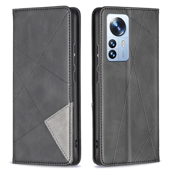 BF Imprinting Pattern Series-1 for Xiaomi 12 Pro 5G 12S Pro 5G 12 Pro (Dimensity) 5G Magnetic Absorption Stand Folio Cover Rhombus-like Imprinted PU Leather Inner TPU Shockproof Defender Phone Case with Card Holders Sale