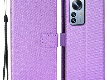 For Xiaomi 12 12X 12S 5G PU Leather Wallet Book Stand View Cover Diamond Texture Flip Phone Case with Wrist Strap Online