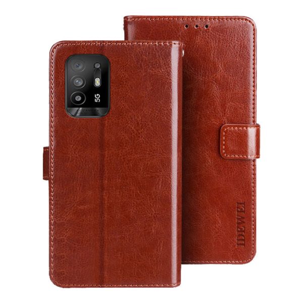 IDEWEI Crazy Horse Texture Wallet Stand Design Folio Flip Leather Mobile Casing for Oppo A94 5G Online now