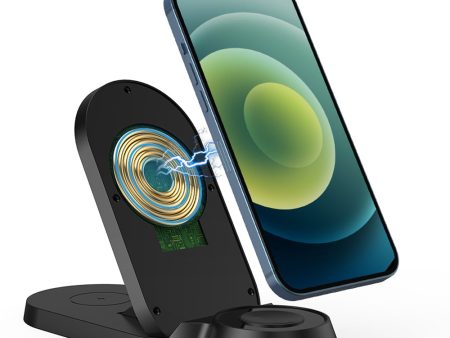 H22 Foldable 3-in-1 Wireless Charger 15W Fast Charging Stand Dock for Smartphones Watches Earphones Fashion