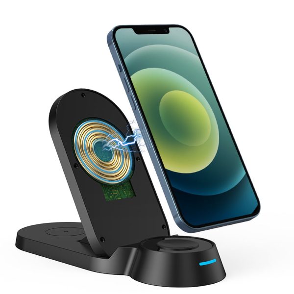 H22 Foldable 3-in-1 Wireless Charger 15W Fast Charging Stand Dock for Smartphones Watches Earphones Fashion