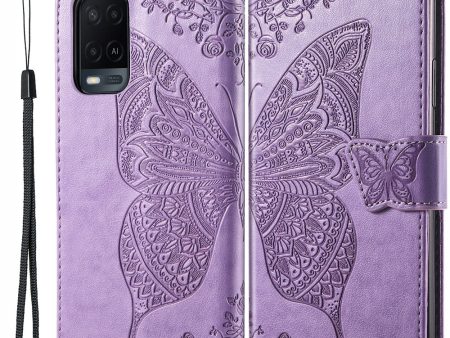 Full Protection Big Butterfly Imprinting Leather Wallet Stand Design Phone Shell for Oppo A54 4G Online Hot Sale