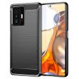 1.8mm Carbon Fiber Brushed Texture Cellphone Back Case Anti-fingerprint Flexible TPU Cover for Xiaomi 11T Pro 11T Online now