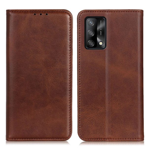 Auto-absorbed Split Leather Wallet Phone Cover with Stand Shell for Oppo F19   Oppo A74 4G Sale