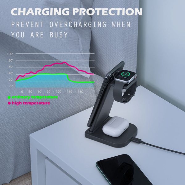 B12 Wireless Charger Stand 3 in 1 Fast Charging Station for iPhone 12 Pro Samsung Apple Watch Cheap