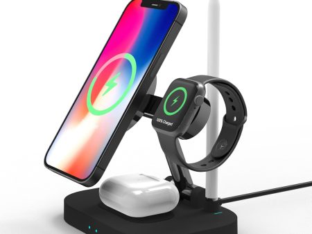 T2 4-in-1 15W Magnetic Wireless Charger Desktop Wireless Charging Stand Dock for iPhone 12 Series iWatch AirPods Apple Pencil Sale