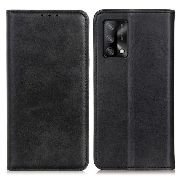 Auto-absorbed Split Leather Wallet Phone Cover with Stand Shell for Oppo F19   Oppo A74 4G Sale