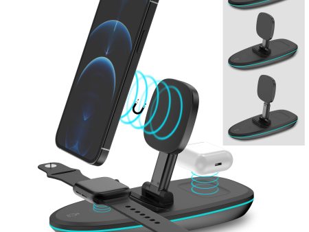 V9 3 in 1 Magnetic Foldable Wireless Charger Charging Dock Station with LED Light for iPhone 12 Pro Max Samsung Supply