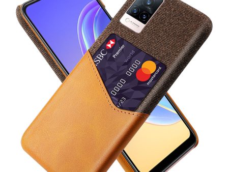 KSQ Card Holder Design Cloth Texture PU Leather Coated Hard PC Back Cover for vivo V21 5G Online Hot Sale