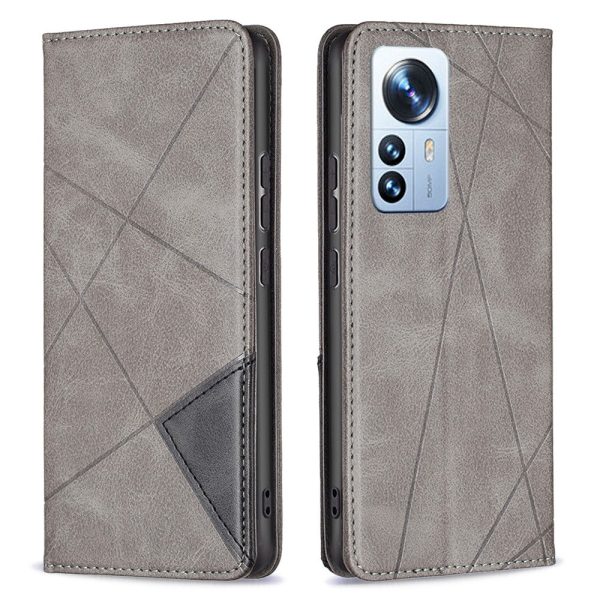 BF Imprinting Pattern Series-1 for Xiaomi 12 Pro 5G 12S Pro 5G 12 Pro (Dimensity) 5G Magnetic Absorption Stand Folio Cover Rhombus-like Imprinted PU Leather Inner TPU Shockproof Defender Phone Case with Card Holders Sale