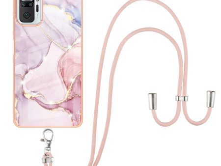 IML IMD Marble Pattern Scratch-Resistant Electroplating Frame Flexible TPU Phone Cover Case with Adjustable Lanyard for Xiaomi Redmi Note 10 Pro 4G (Global) Note 10 Pro 4G (India) Note 10 Pro Max Supply