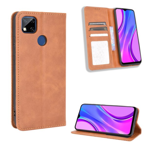 Auto-absorbed Retro PU Leather Shell Wallet Cell Phone Cover for Xiaomi Xiaomi Redmi 9C Redmi 9C NFC Redmi 10A Fashion