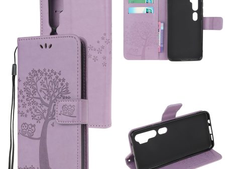 Imprint Design Tree Owl Leather Cover with Wrist Strap for Xiaomi Mi CC9 Pro Note 10 Note 10 Pro Online now