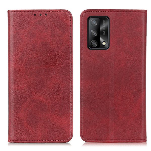 Auto-absorbed Split Leather Wallet Phone Cover with Stand Shell for Oppo F19   Oppo A74 4G Sale