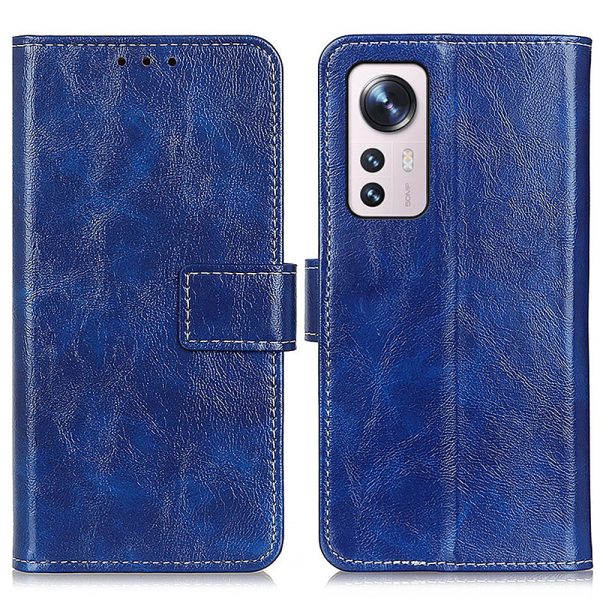 Crazy Horse Texture Retro Style PU Leather Anti-fall Phone Case Stand Wallet Cover for Xiaomi 12 Pro 5G   12S Pro 5G  12 Pro (Dimensity) 5G For Sale